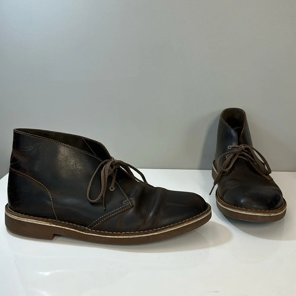 Clarks Bushacre 2 Brown Beeswax Leather Chukka Desert Ankle Boots Size 11.5